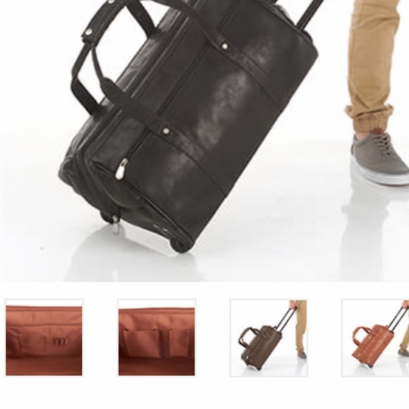 New With Tags Genuine Handcrafted Leather Duffel Bag With Wheels